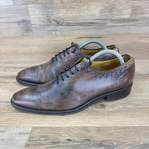 CANALI Men’s Size 8 U.S. 40 Brown Leather Dress Shoes Oxford Made in Italy